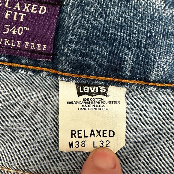 Levi's Vintage 90s 540 Relaxed Fit Made in USA Jeans Brown Tab 38x32 - Picture 5 of 13